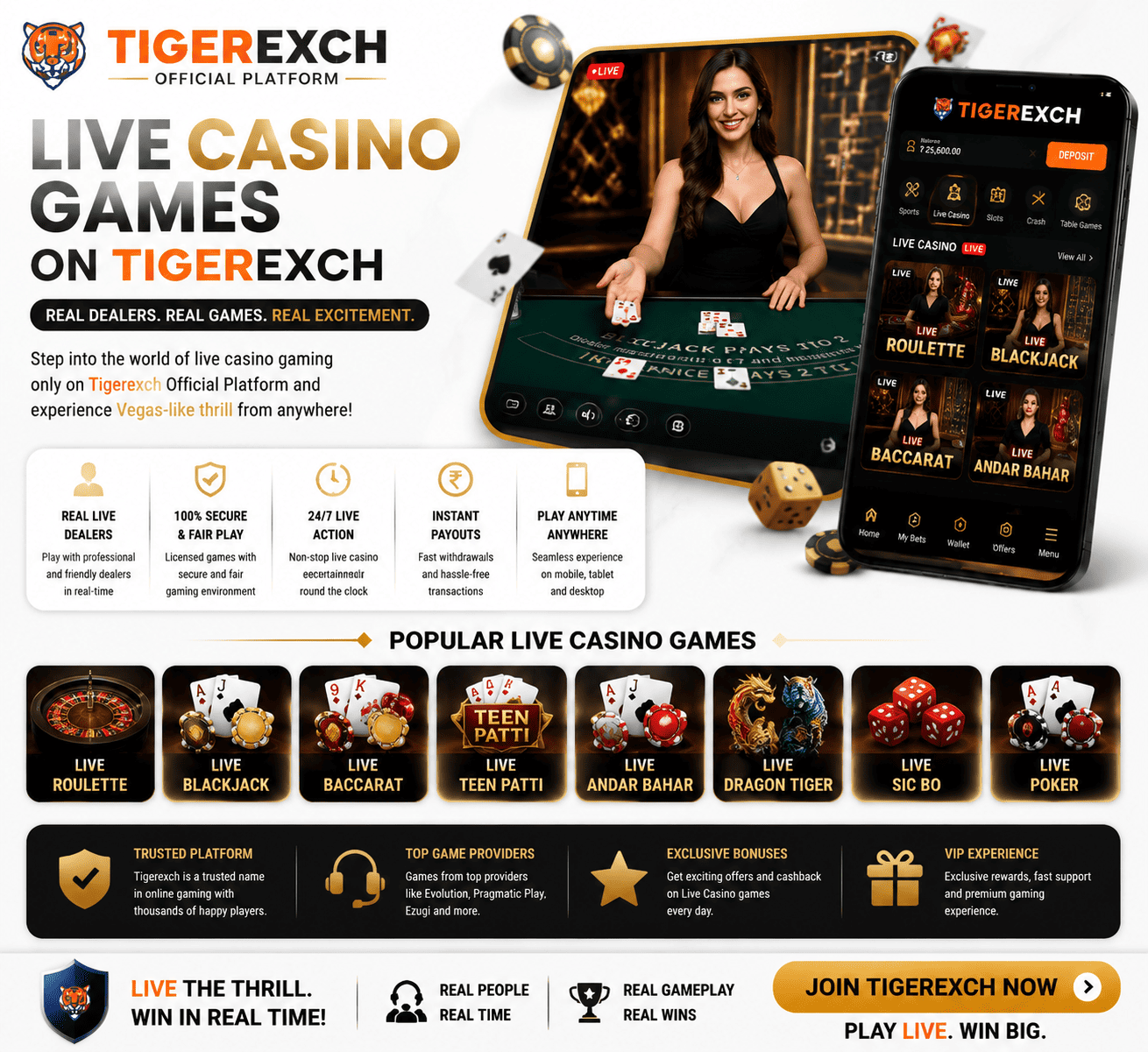 Live casino games on Tigerexch official platform